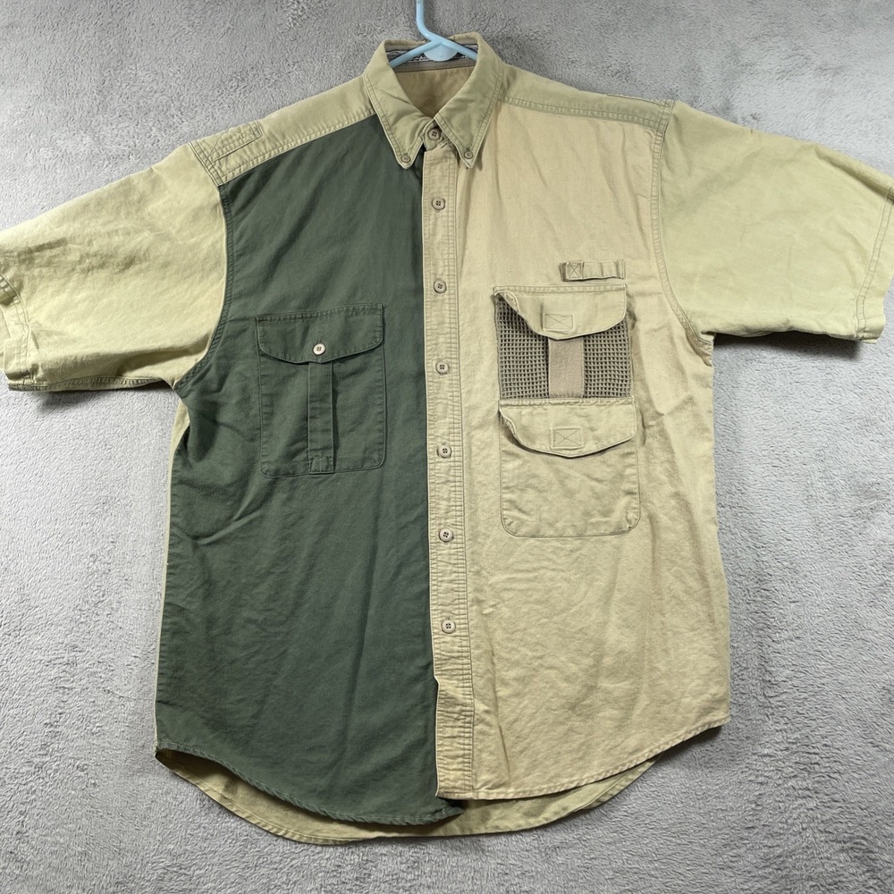 Bugle Boy Shirt Men Large Button Down Colorblock Short Sleeve Pockets READ